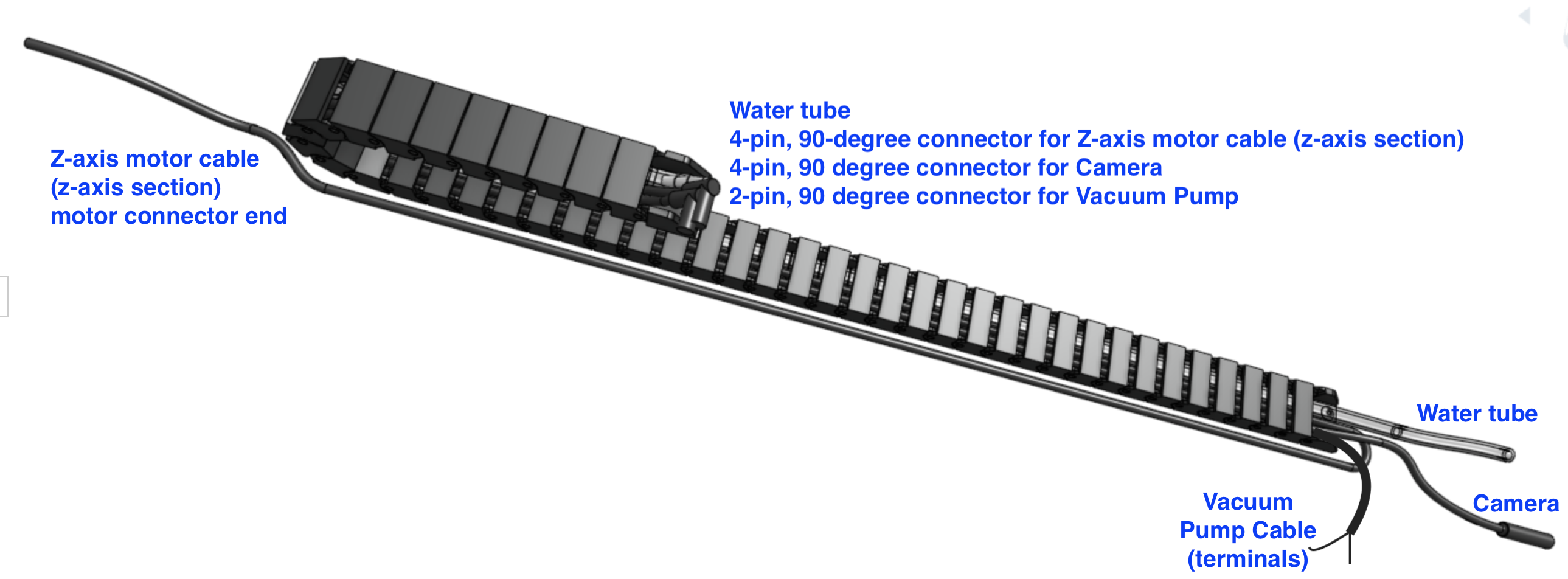 z axis cable carrier with items