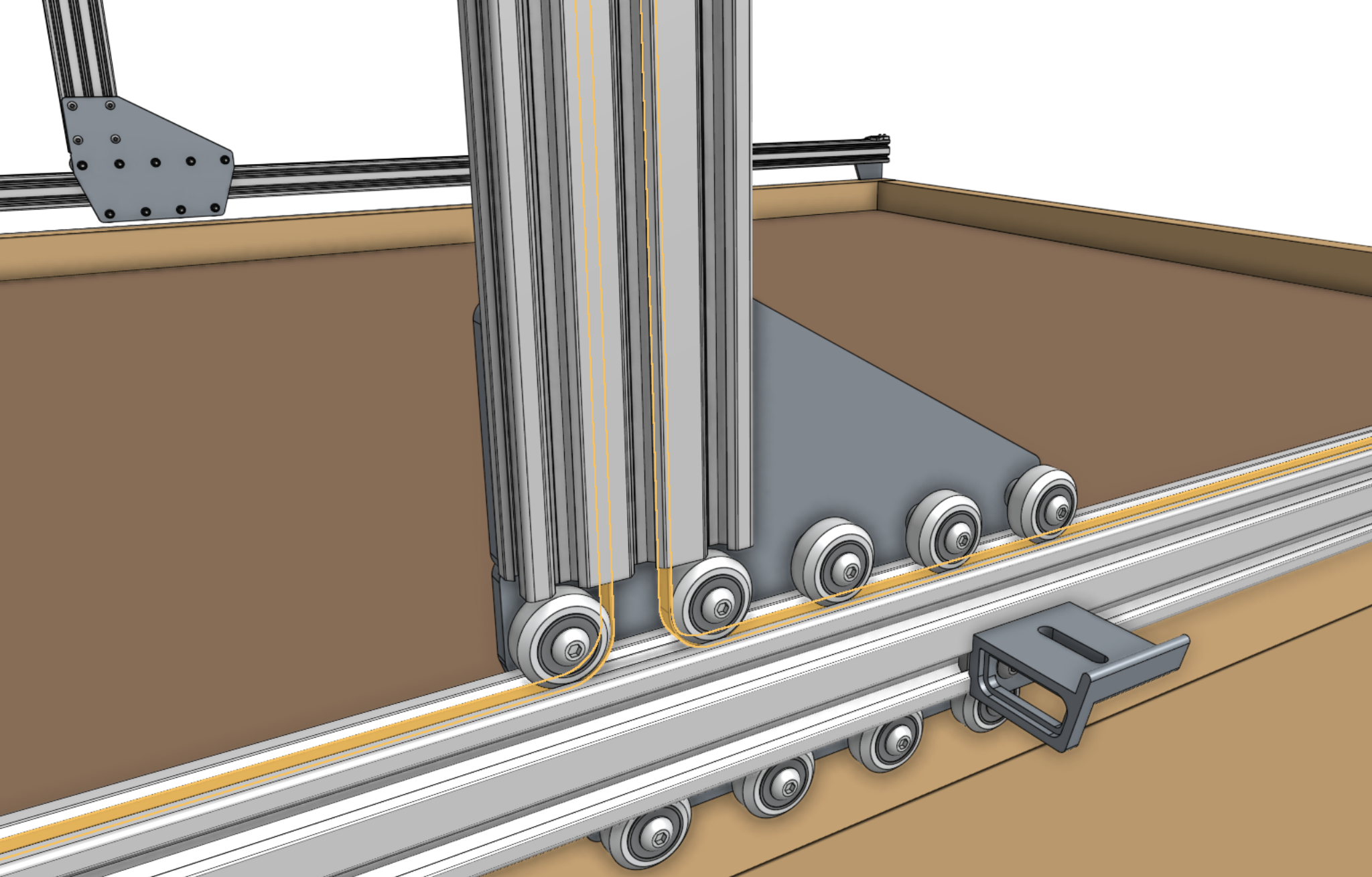 belt fed through gantry wheels