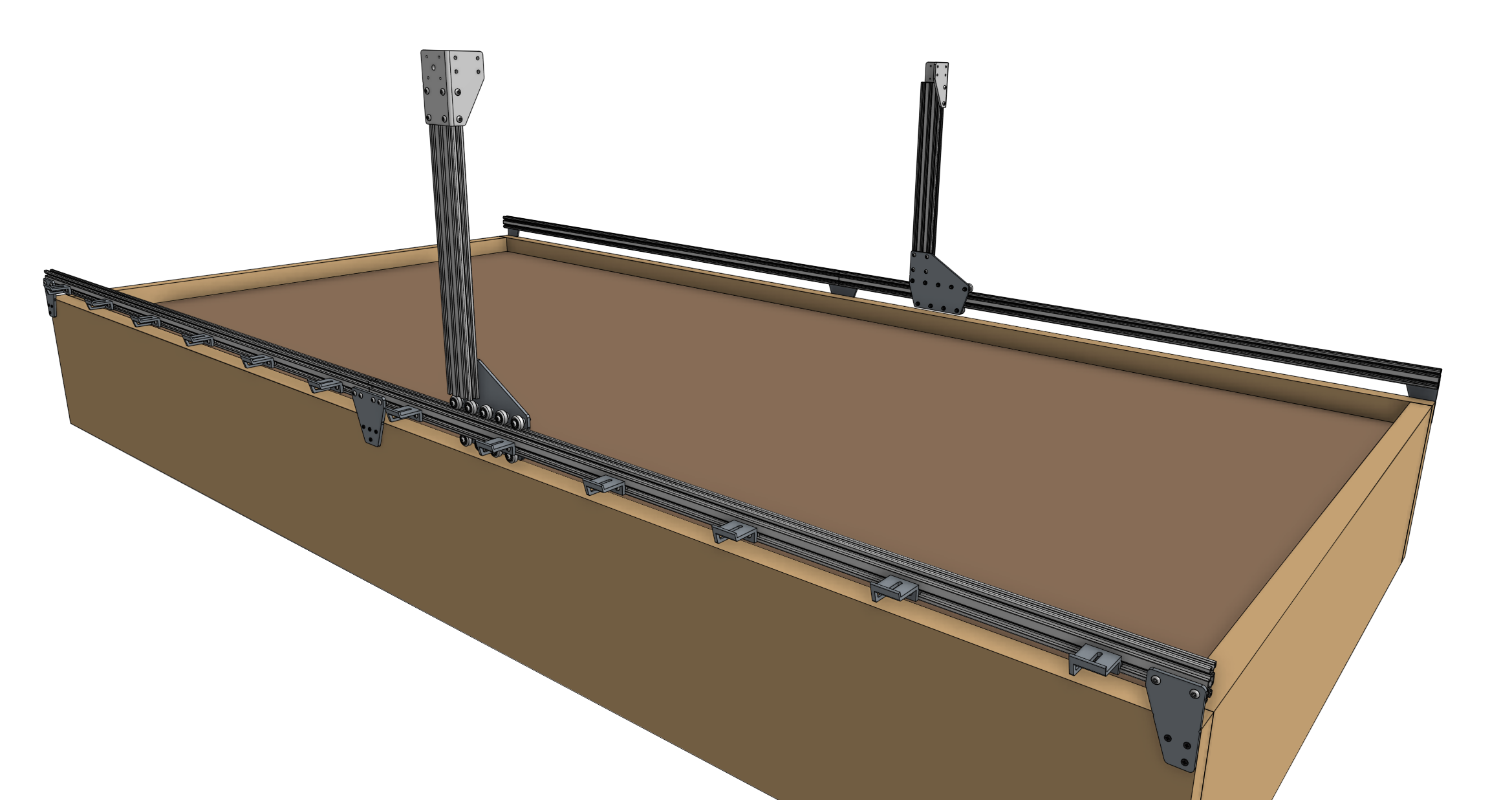 slide the gantry columns onto the tracks