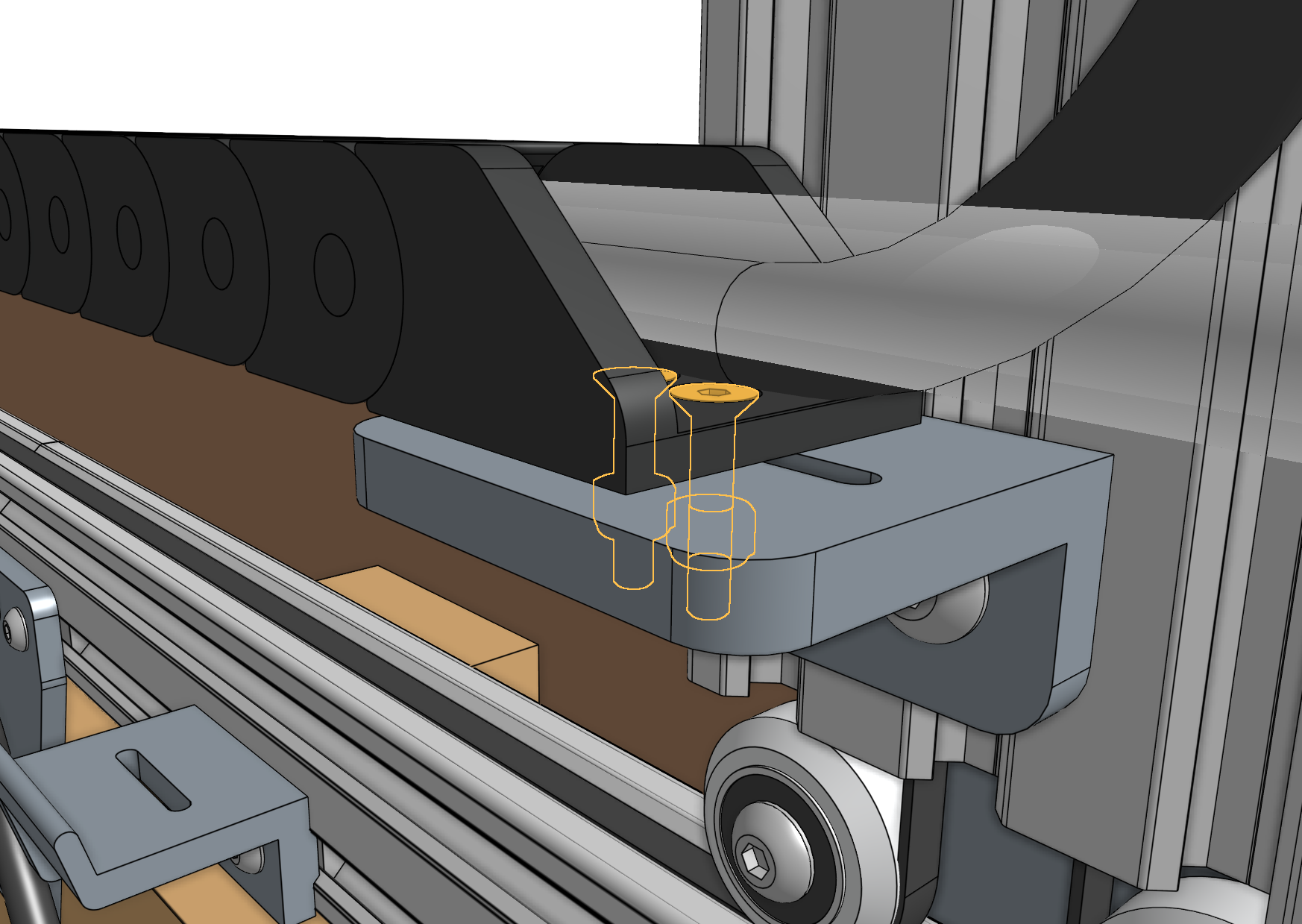 Mount the x-axis cable carrier