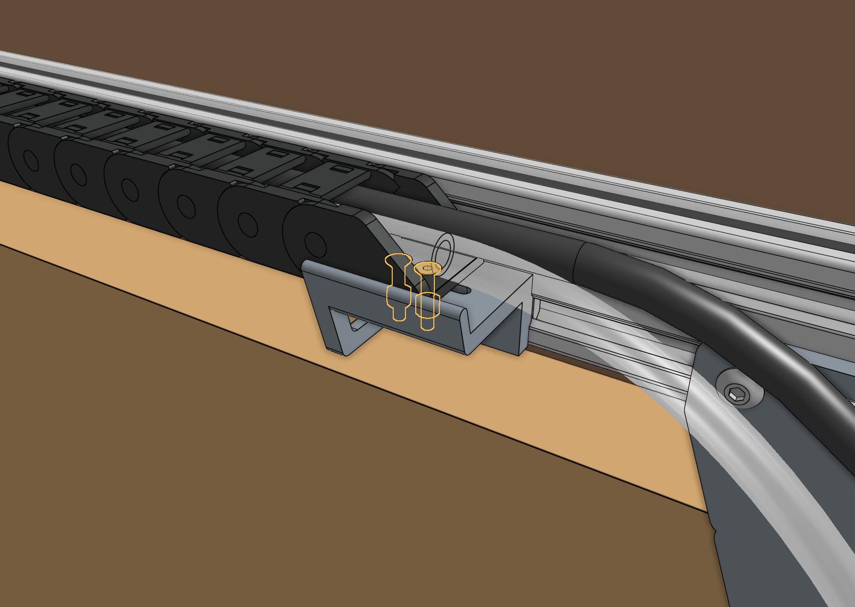 Mount the x-axis cable carrier