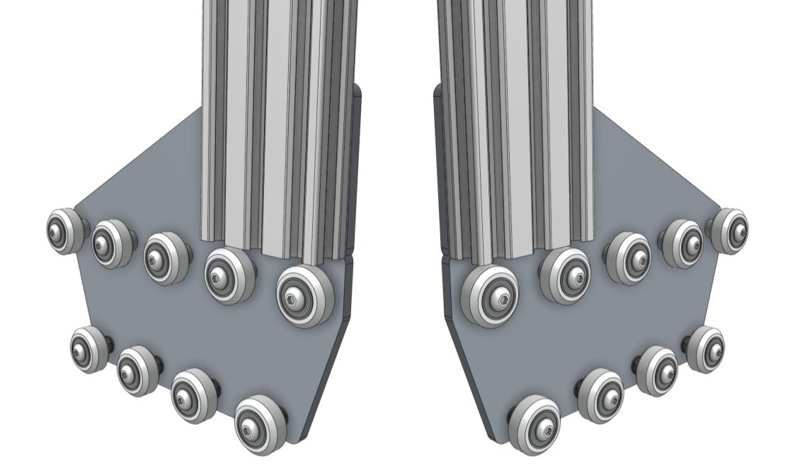 Attach the gantry wheel plates to the columns