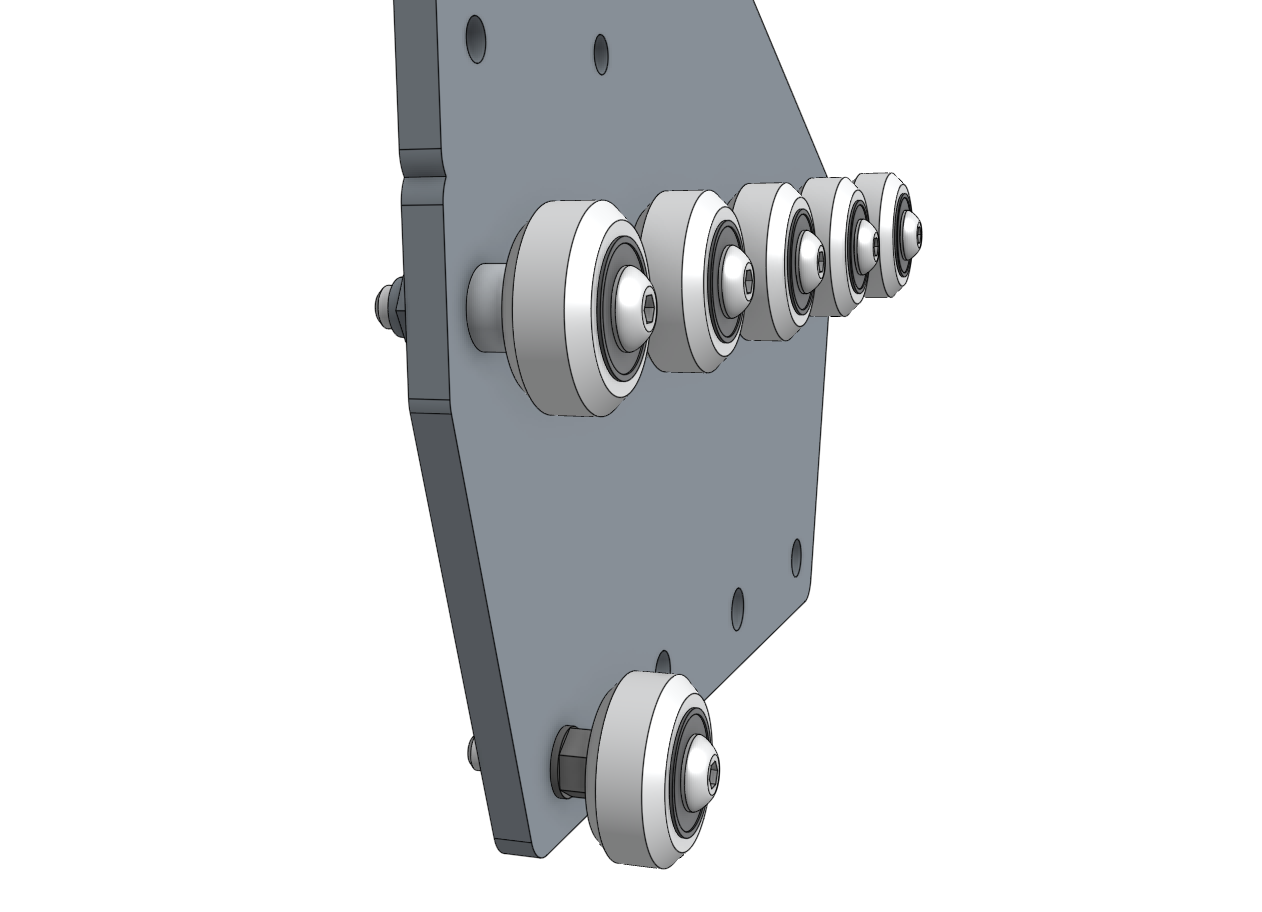gantry wheel plate with one eccentrically spaced wheel