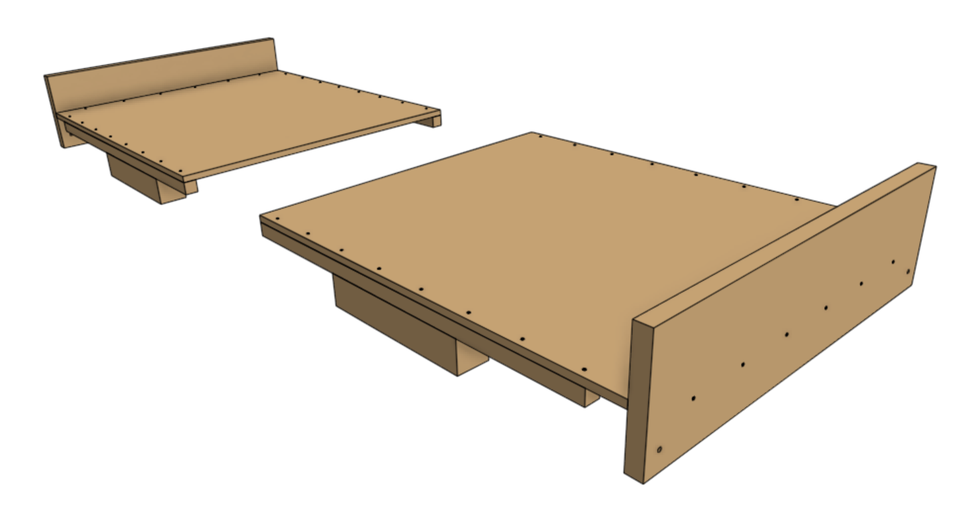 both floor panels and short walls