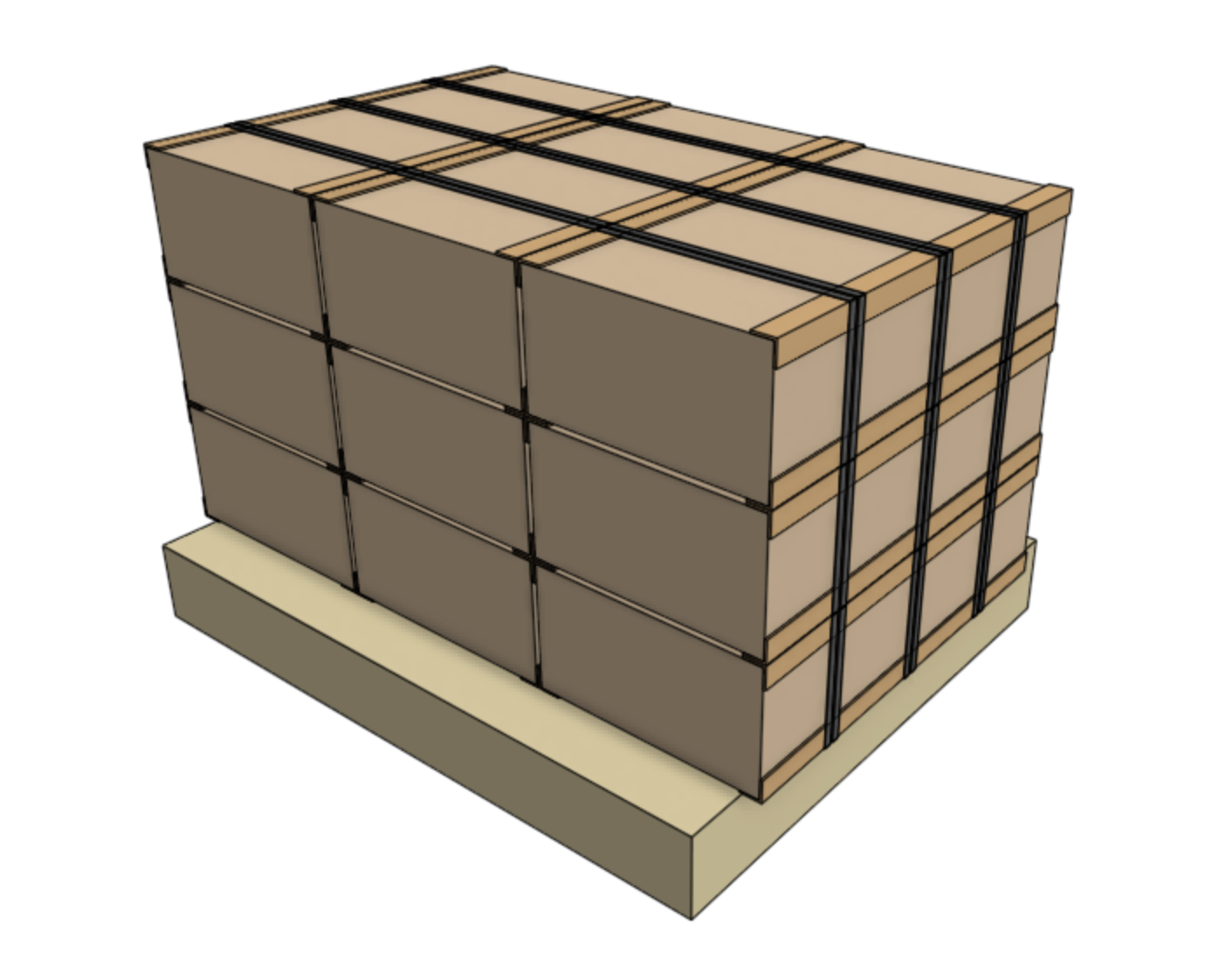 main carton pallet first 3 layers