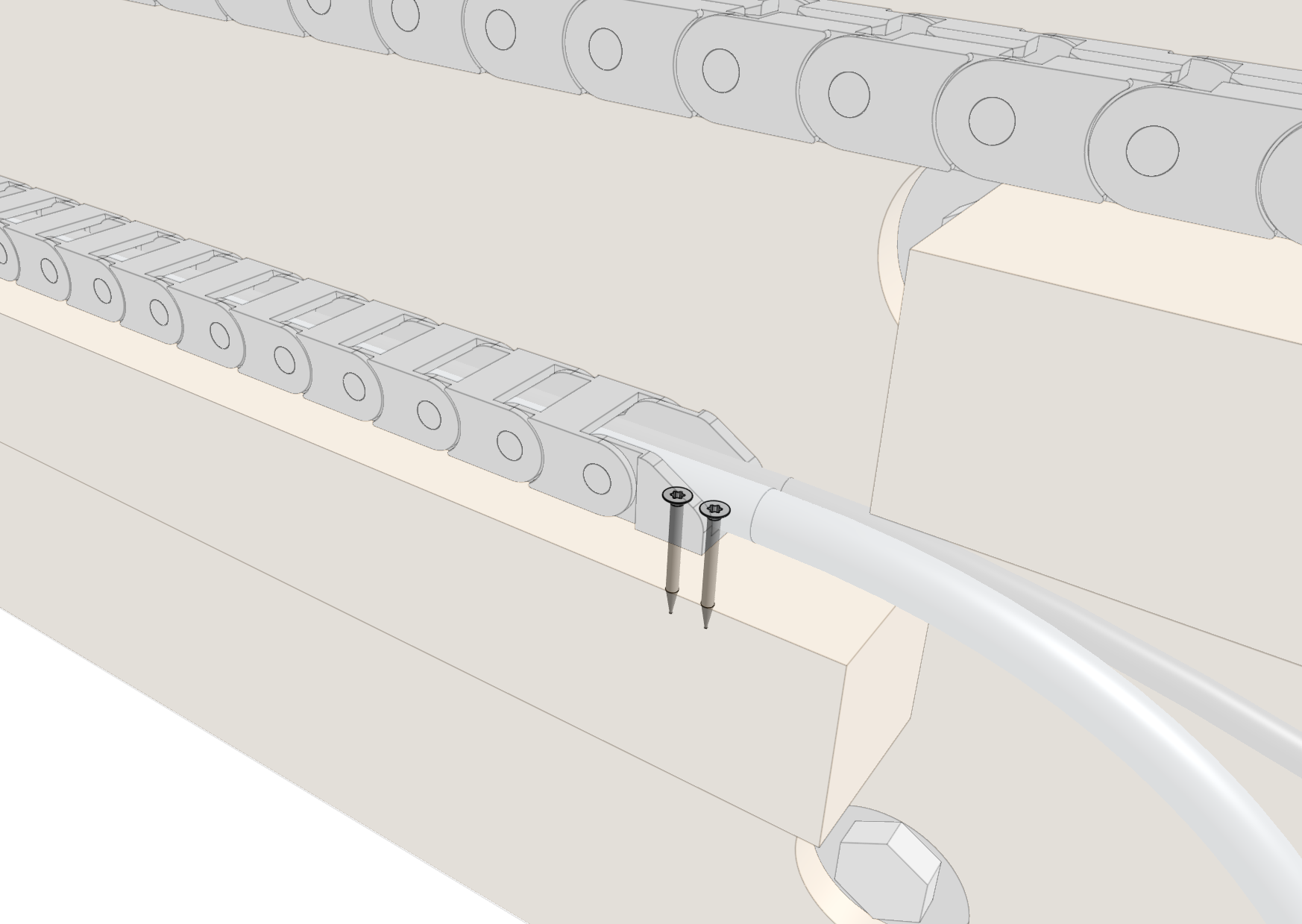 Mount the x-axis cable carrier to the supporting infrastructure