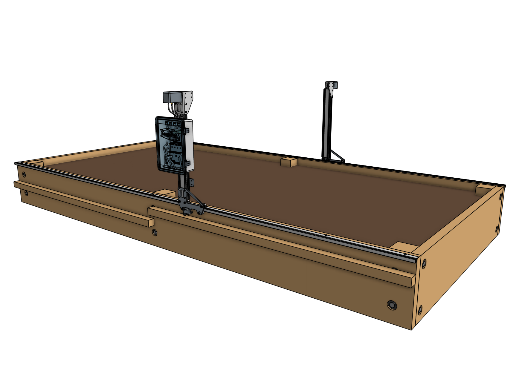 slide the gantry columns onto the tracks
