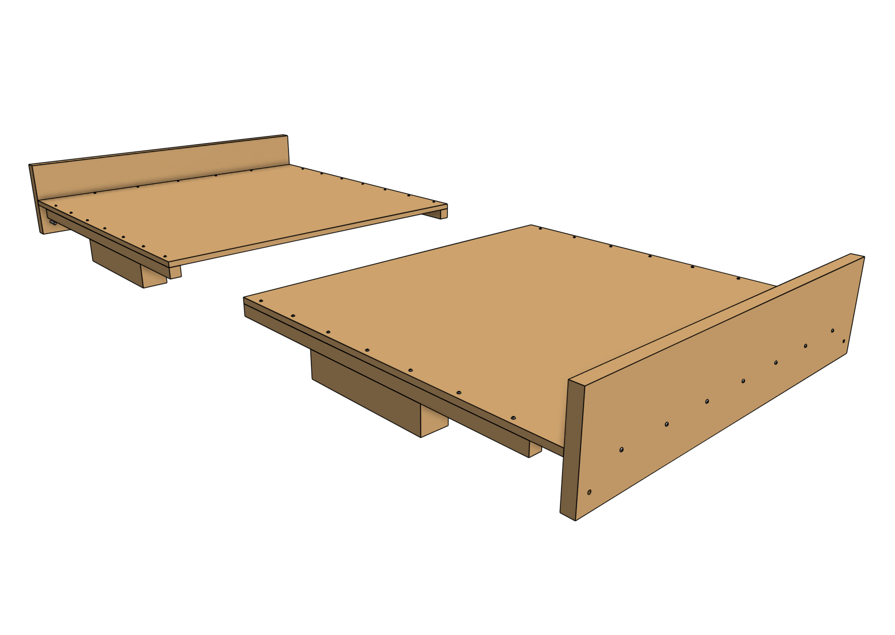 both floor panels and short walls