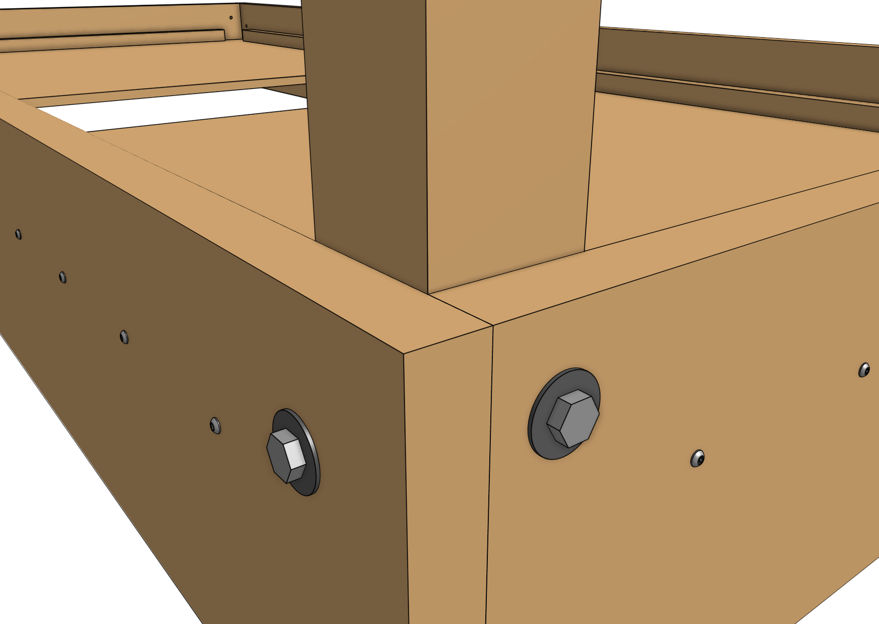 leg attached with bolts