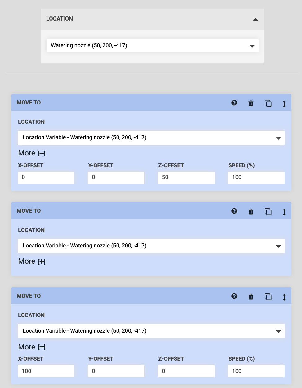 location variable value set