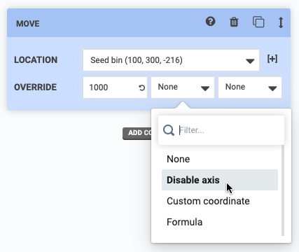 move to axis override dropdown