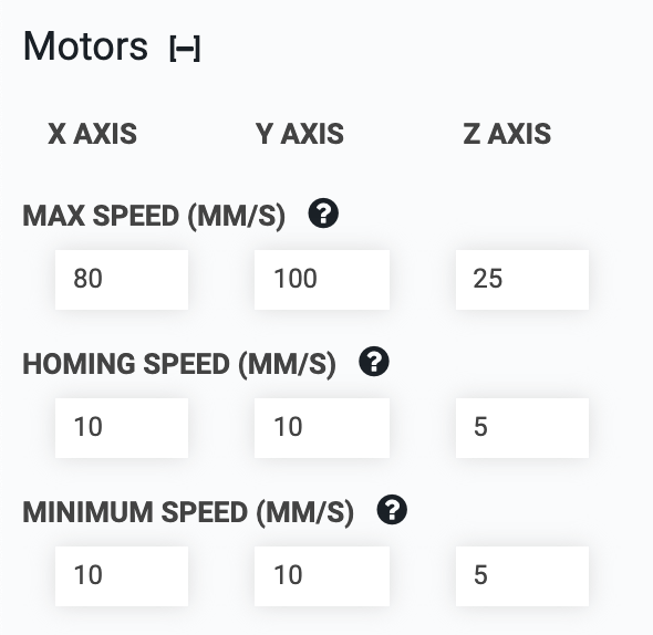 motor settings