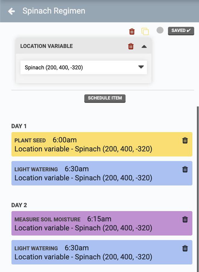 regimen variable form