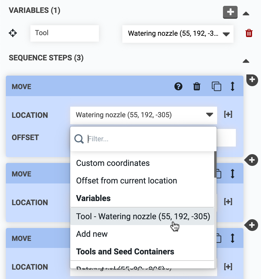 choose the location variable