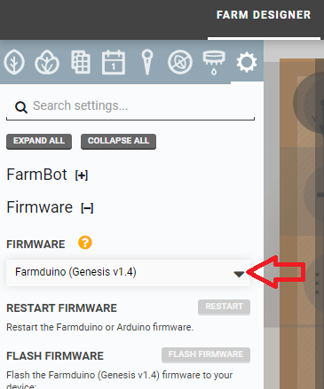 firmware selection dropdown