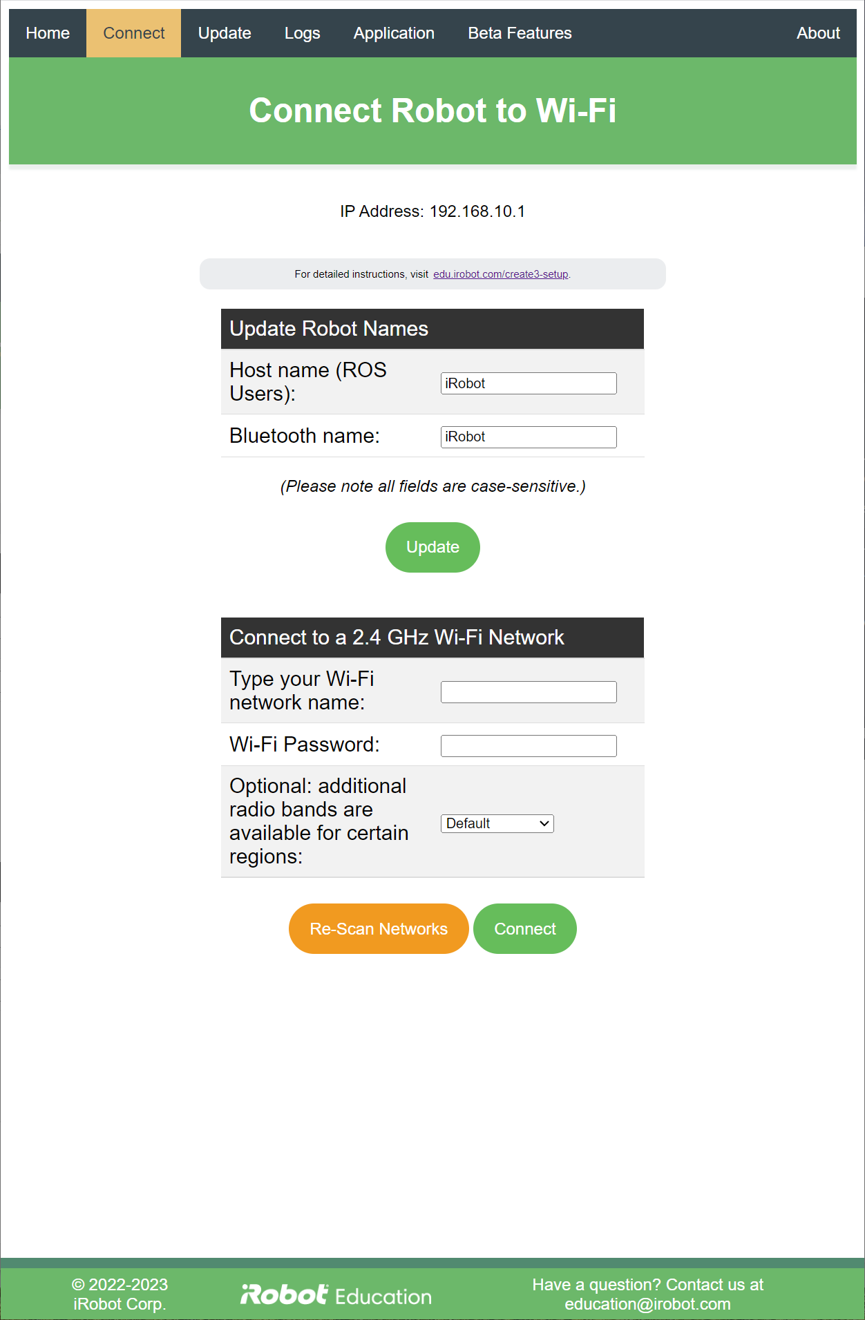 Picture of connect page