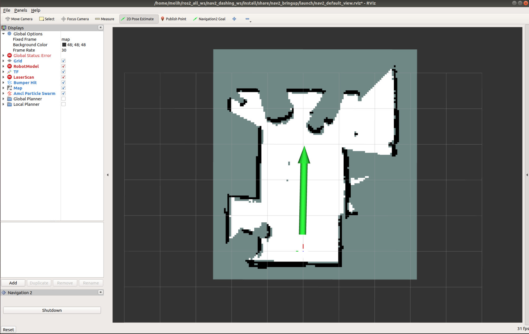Set initial pose in RViz